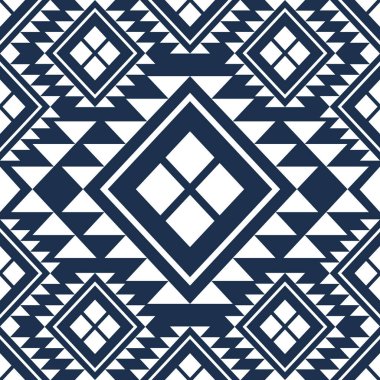 Navajo desenli tasarım. Amerikan yerlileri gibi. Kumaş tasarımında giysi, tekstil, ambalaj, arkaplan, duvar kağıdı, halı, nakış, baskı için kullanılabilir