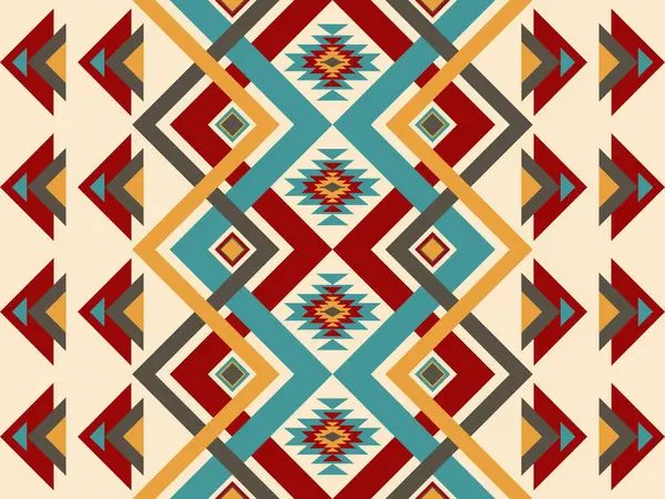 Navajo desenli tasarım. Amerikan yerlileri gibi. Kumaş tasarımında giysi, tekstil, ambalaj, arkaplan, duvar kağıdı, halı, nakış, baskı için kullanılabilir