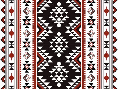 Navajo desenli tasarım. Amerikan yerlileri gibi. Kumaş tasarımında giysi, tekstil, ambalaj, arkaplan, duvar kağıdı, halı, nakış, baskı için kullanılabilir
