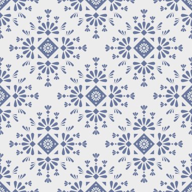 Geometrik çiçek desenli arka plan, seramik fayans deseni, vektör deseni, şirin illüstrasyon, fayans tasarımı, ambalaj, soyut halı