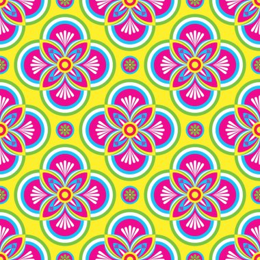 Geometrik çiçek desenli arka plan, seramik fayans deseni, vektör deseni, fayans deseni, ambalaj, soyut halı, şirin illüstrasyon