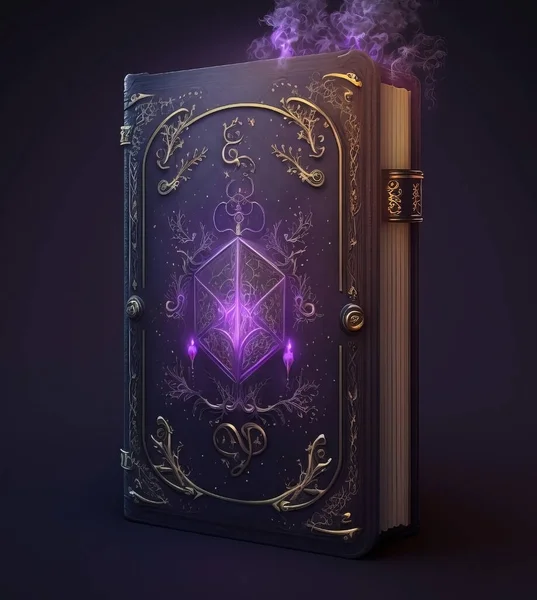 Magic medieval purple smokey leather book.