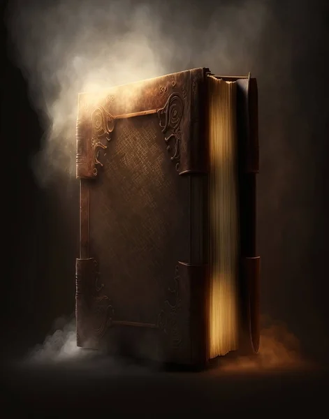 Ancient leather book mock-up. Magic book. Mage leather treasure.