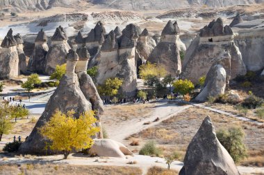 Antik Taş Evler, Goreme Ulusal Parkı, Kapadokya, Türkiye. 