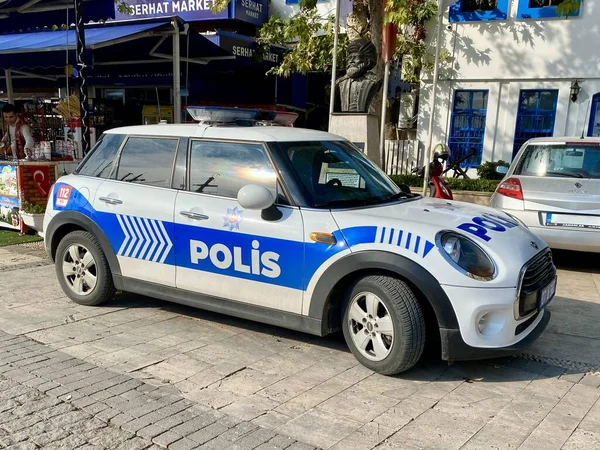 Police Car Mini Blue White Polis Antalya City Centre Turkey — Stock Photo, Image
