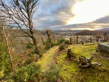 Graves at the top of Tomnahurich Cemetery Hill, Inverness. Scotland, January 28, 2023. 