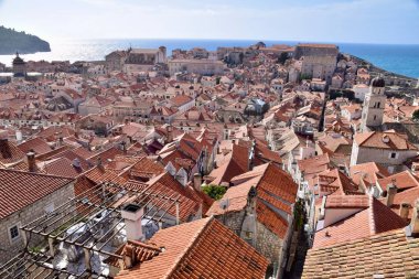 Looking down over the red tiles roofs of Dubrovnik. Dubrovnic, Croatia. March 2, 2020. UNESCO World Heritage Site.