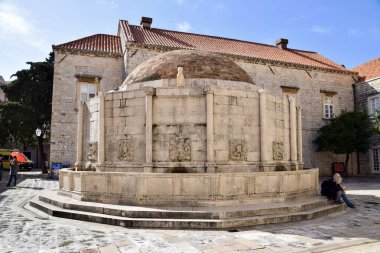 Large Onofrios Fountain. Circular Springwater Fountain built in 1438. Dubrovnic, Croatia, March 2, 2020. 