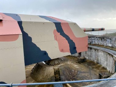 Kristiansand Cannon Museum, WW2 German gun emplacement. 20m lomg gun weighing 110 tonnes. Kristainsand, Norway, February 20, 2023. 