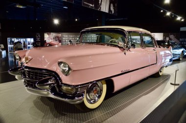 Pink Cadillac Fleetwood 60 (1955) belonging to Elvis Presley now in The Graceland Exhibition Centre. Memphis TN, USA. September 22, 2019.  clipart