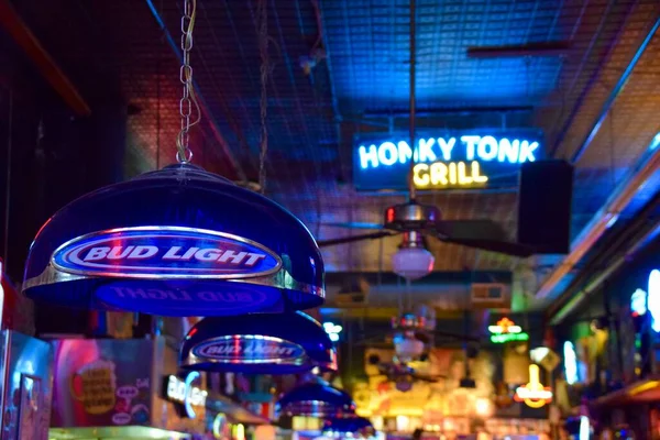 stock image Nashville, TN, USA, September 24, 2019. Roberts Western World interior with Bud Lightshade. 