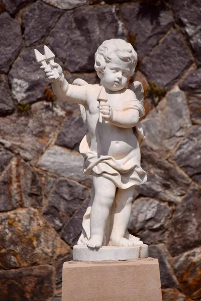 Hvitstein Utskårne Cherub Statuer Asheville Usa – stockfoto