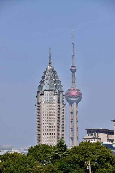 Uitzicht Icbc Tower Oriental Pearl Tower Shanghai China Oktober 2018 — Stockfoto