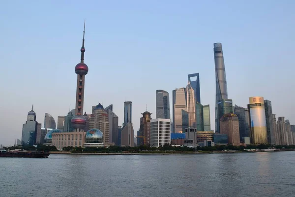 Shanghai Kina Oktober 2018 Höga Byggnader Lujiazui Pudong — Stockfoto
