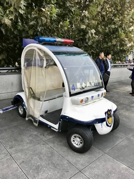 Police Shanghai Buggy Sur Bund Shanghai Chine Octobre 2018 — Photo
