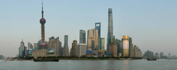 Höga Byggnader Lujiazui Pudong Från Bund Shanghai Kina Oktober 2018 — Stockfoto