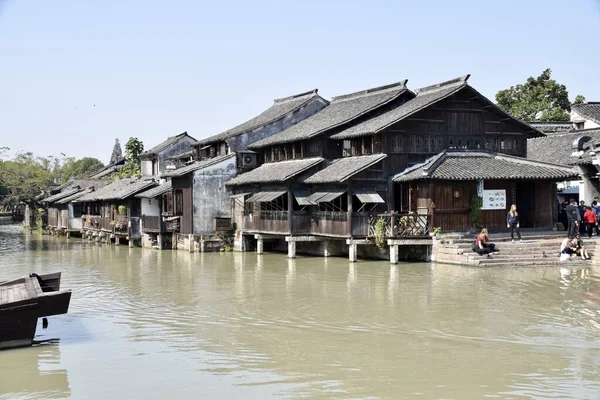 Wooden Houses Grand Canal Wuzhen Tongxiang China October 2018 — Stock Photo, Image