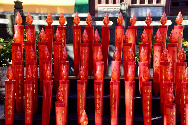 stock image Hangzhou, Zhejiang, China. October 28, 2018. Colourful Red prayer candles at The Lingyin Temple. 