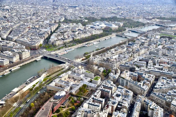 Widok Sreety Miejskie Sekwany Rzeczne Wieży Eiffla Paryż Francja Marca — Zdjęcie stockowe
