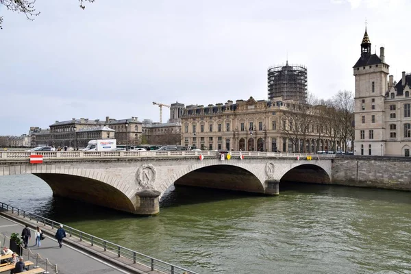 Paris Frankrike Mars 2023 Ärkebiskopens Bro Pont Archevch Över Floden — Stockfoto