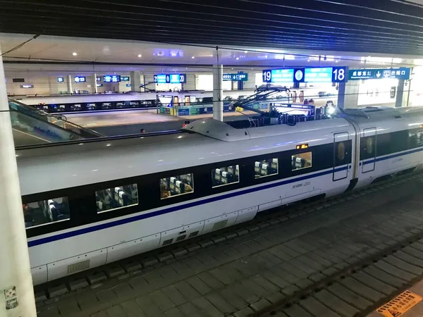 Поезда Пулями Железнодорожном Вокзале Чэндудонг Чэнду Сычуань Китай Ноябрь 2018 — стоковое фото