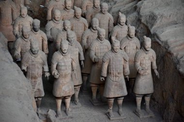 Xi 'An, Shaanxi, Çin' deki Terracotta Ordu Figürleri. 4 Kasım 2018. 