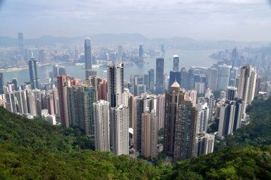 Hong Kong. 9 Kasım 2018. Gökyüzü Terası 'ndan Hong Kong' un Ariel Manzarası. 