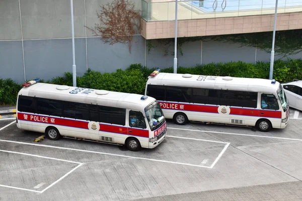 Red White Police Buses Hong Kong November 2018 — Stock Photo, Image