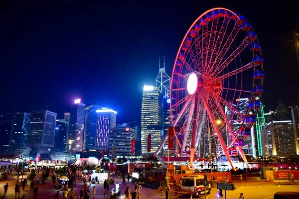 Hong Kong November 2018 Hongkongs Observasjonshjul Central Harbourfront Tatt Natten – stockfoto