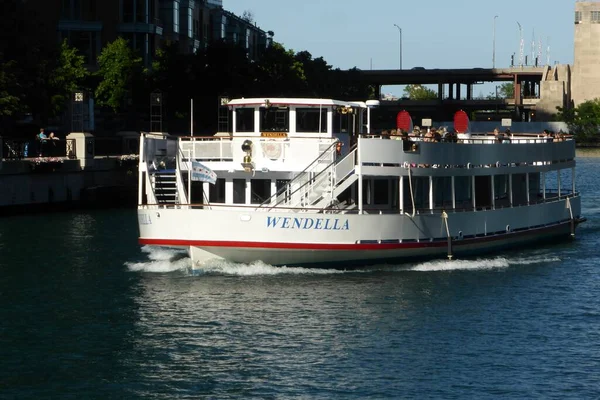 Tourist Boat Wendella Chicago River Chicago Usa June 2014 — Stock Photo, Image