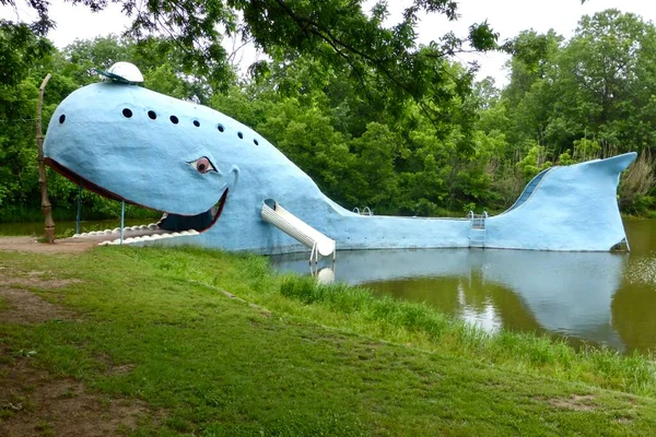 stock image The Blue Whale of Catoosa on Route 66. Catoosa, OK, USA. June 6, 2014.