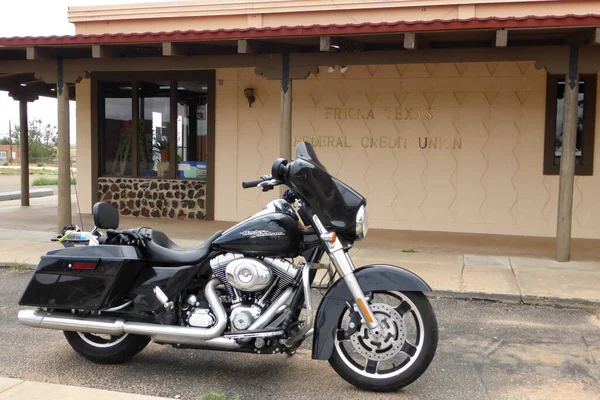 Black Harley Davidson Fuera Friona Texas Federal Credit Union Amarillo — Foto de Stock