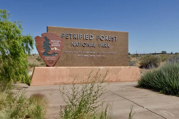 Señal Entrada Servicio Parques Nacionales Parque Nacional Bosque Petrificado Arizona — Foto de Stock
