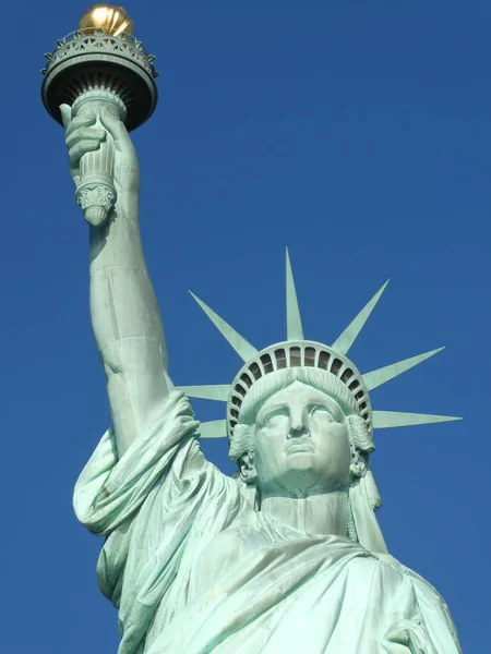 Nowy Jork Usa Grudnia 2018 Zbliżenie Twarzy Ramion Statuy Wolności — Zdjęcie stockowe