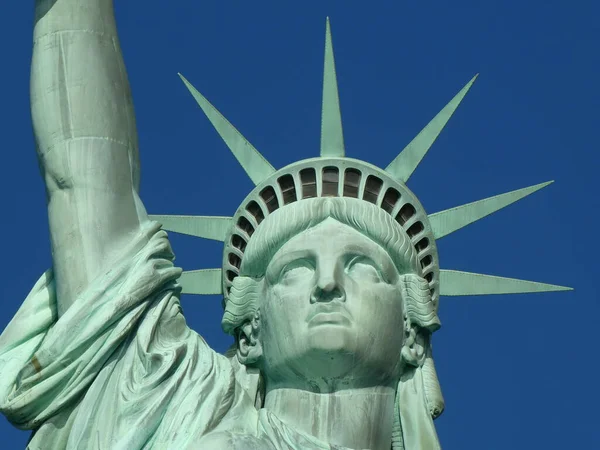 Zbliżenie Twarz Ramiona Statuy Wolności Nowy Jork Usa Grudnia 2018 — Zdjęcie stockowe