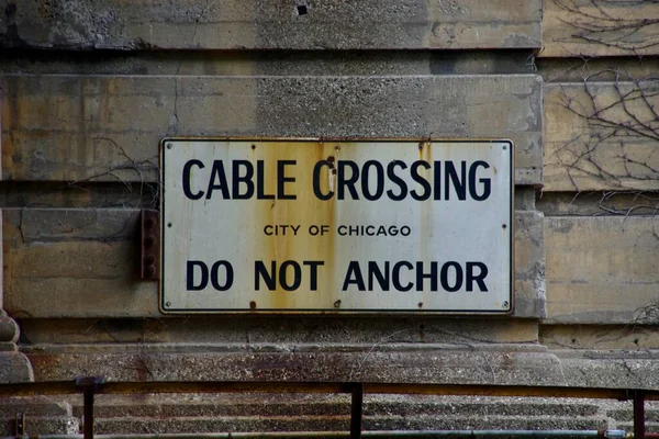 Señal Cruce Cable Río Chicago Chicago Illinois Septiembre 2016 — Foto de Stock