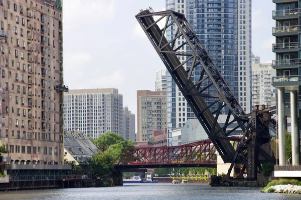 Chicago Northwestern Railway Bridge Kinzie Bridge Inglés Chicago Illinois Septiembre — Foto de Stock
