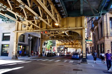 Harold Washington Kütüphanesi 'nin Eski Koloni Binası Van Buren L İstasyonu. Chicago, IL, ABD. 20 Eylül 2016. 