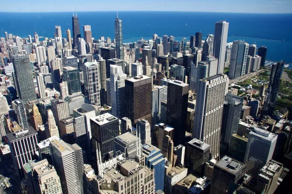 Vista Ariel Del Horizonte Chicago Desde Torre Willis Chicago Septiembre — Foto de Stock