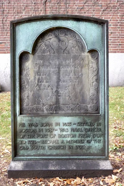 Das Grab Von Nathanial Shannon Der Kornkammer Boston Usa September — Stockfoto