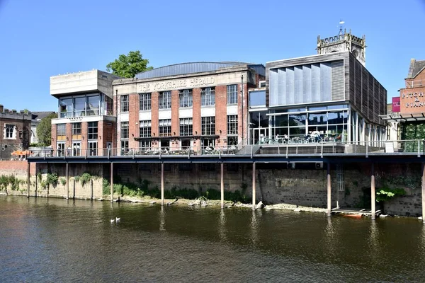 Former Yorkshire Herald Building River Ouse Now Bar Background Tower — Stock Photo, Image