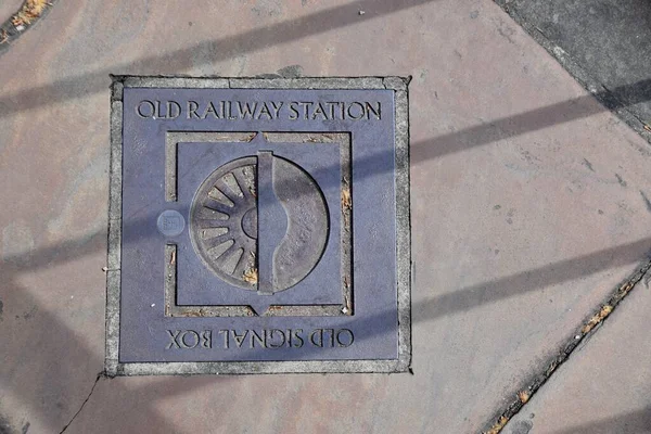 Metal Old Railway Station Signal Box Placa Pared Ciudad York —  Fotos de Stock