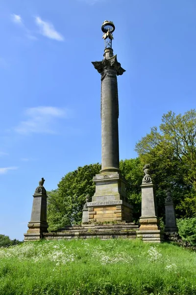 stock image The Carlisle Memorial Column, in memory of George Howard, 7th Earl of Carlisle. Erected in 1869 on Bulmer Hill. Coneysthorpe, York, UK. May 26, 2023. 