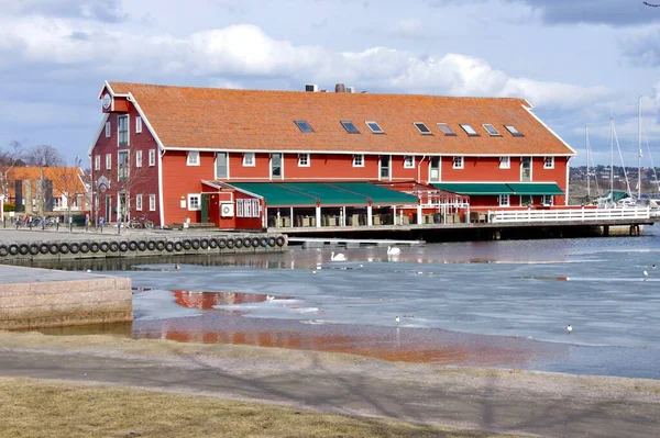 Restaurante Sjhuset Marina Beach Kristiansand Noruega Abril 2014 — Fotografia de Stock