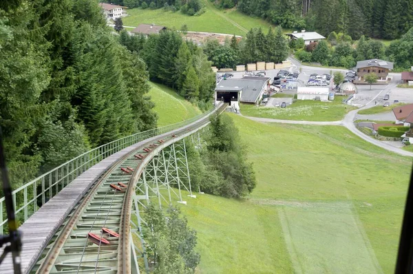 Blick Aus Dem Inneren Der Hartkaiser Standseilbahn Elmau Österreich Juli — Stockfoto