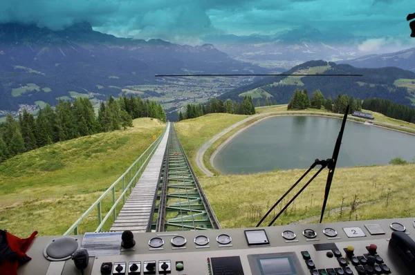 Θέα Από Εσωτερικό Της Σιδηροδρομικής Γραμμής Hartkaiser Elmau Αυστρία Ιουλίου — Φωτογραφία Αρχείου