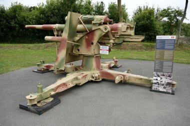 88 mm Flugzeugabwehrkanone, Flak 36, Alman Uçaksavar Silahı. Colleville-sur-Mer, Fransa, 4 Temmuz 2023.  