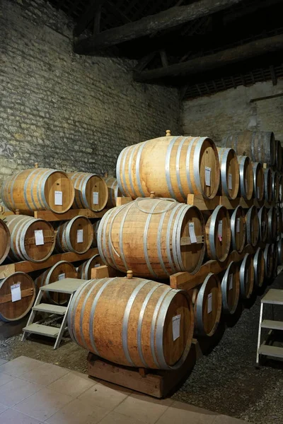 Vergers Ducy Elma Şarabı Evindeki Calvados Fıçıları Teğmen Moussard Audrieu — Stok fotoğraf