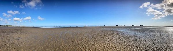 Panoramic View Asnelles Beach Remains Ww2 Day Mulberry Harbour Arromanches — Stock Photo, Image