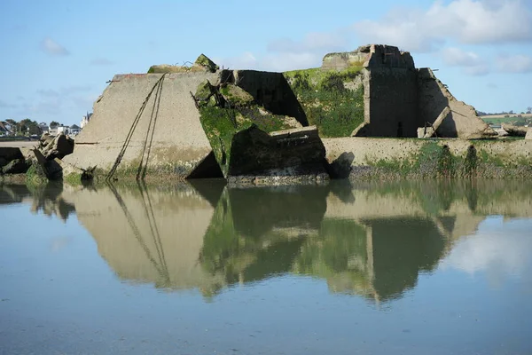 Asnelles Sahili Nde Dünya Savaşı Ndan Kalma Dut Limanı Kalıntıları — Stok fotoğraf